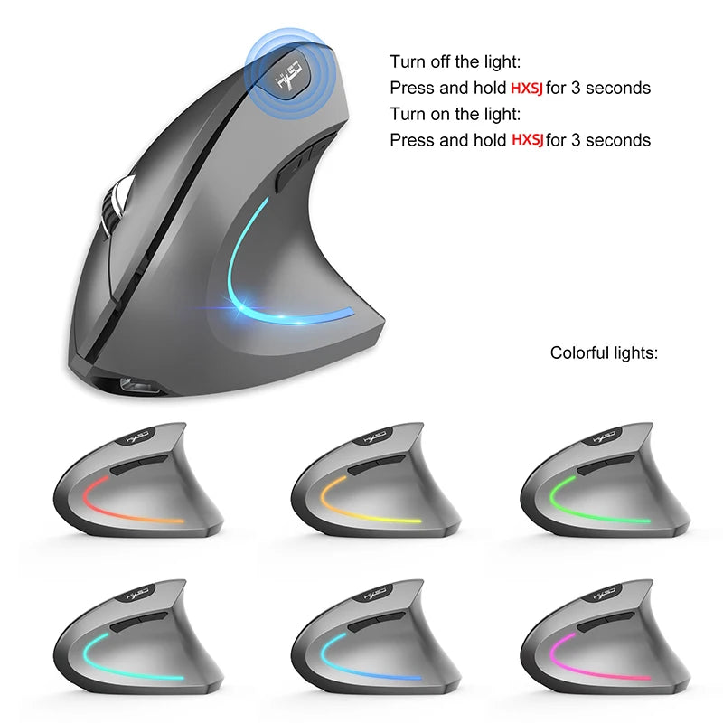 Ratón inalámbrico Bluetooth vertical de doble modo, silencioso y recargable para gaming, compatible con Win, Mac OS, portátil y ordenador
