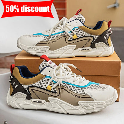Scarpe sportive da uomo estive in mesh, casual e alla moda, con lacci, per camminare, 2026 nuove sneakers giovani per uso quotidiano e pendolarismo, comode e versatili