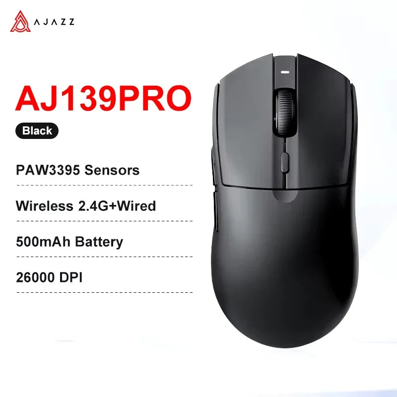 Ratón gaming inalámbrico AJAZZ AJ139 V2 MC/AJ139 PRO con sensor PAW3311/PAW3395, 12000DPI/26000DPI, 500mAh, Bluetooth, para PC