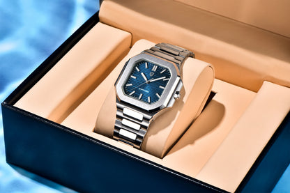 Reloj de lujo cuadrado de cuarzo PAGANI DESIGN 2026 para hombre, cristal de zafiro AR, movimiento japonés, luminoso, acero 316L completo