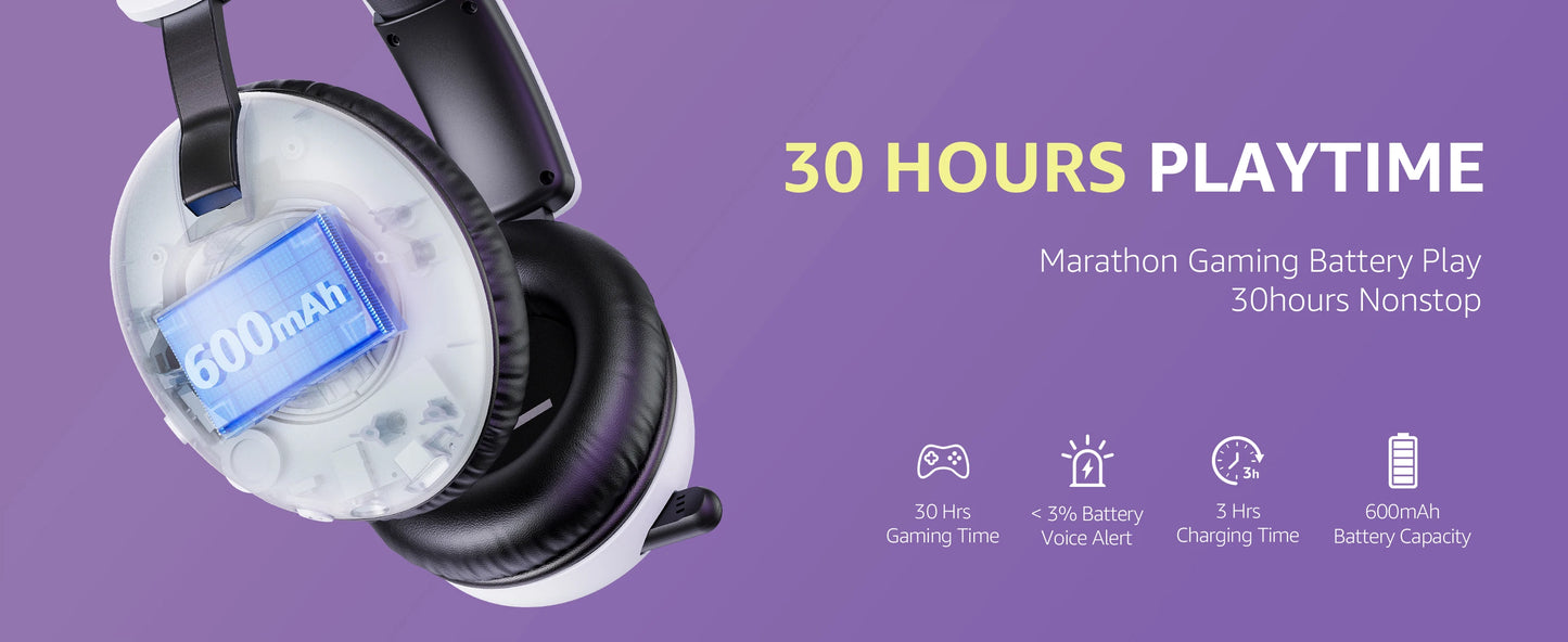 Casque Gaming Sans Fil Acinaci BL500 2.4G Bluetooth 5.3 et Filaire – Micro à Réduction de Bruit, Batterie 30H, Haut-Parleurs 50mm pour PC, PS5, PS4