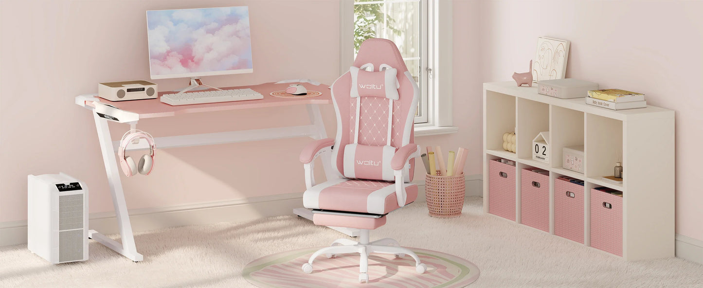 Silla de ordenador giratoria WOLTU con función de masaje, silla de oficina ergonómica con almohada y reposapiés, silla gaming ajustable en altura