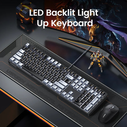 Teclado mecánico UGREEN 108 teclas PBT, teclado con cable, interruptores rojos, ruso/coreano/EN, para ordenador de sobremesa y portátil, Windows, Mac OS y gaming