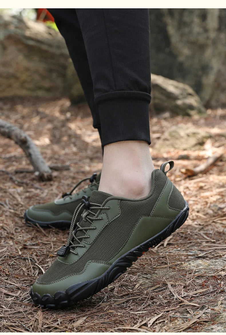 Zapatillas de senderismo para hombre, sin cordones, transpirables, para deportes al aire libre, escalada, trekking y running; antideslizantes, cómodas, calzado informal de jogging para hombre