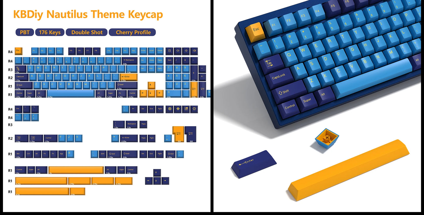 Keycaps KBDiy GMK Illusion perfil Cherry de PBT de doble inyección ISO para kit de teclado mecánico gamer, estilo retro gaming