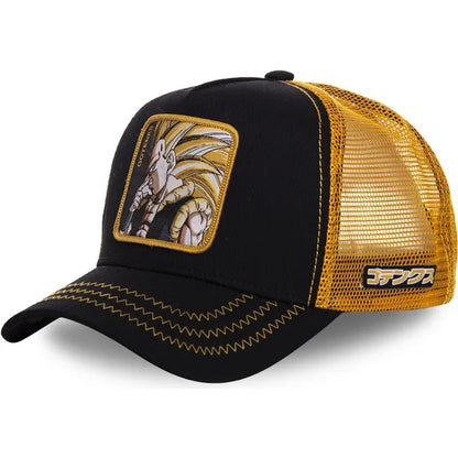 Dragon Ball Buu Goku-kasket – sommerrejse-kasket med skygge til mænd, broderet, hiphop-stil, solskærm, justerbar trucker-meshkasket