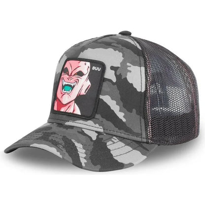 Dragon Ball Buu Goku-kasket – sommerrejse-kasket med skygge til mænd, broderet, hiphop-stil, solskærm, justerbar trucker-meshkasket