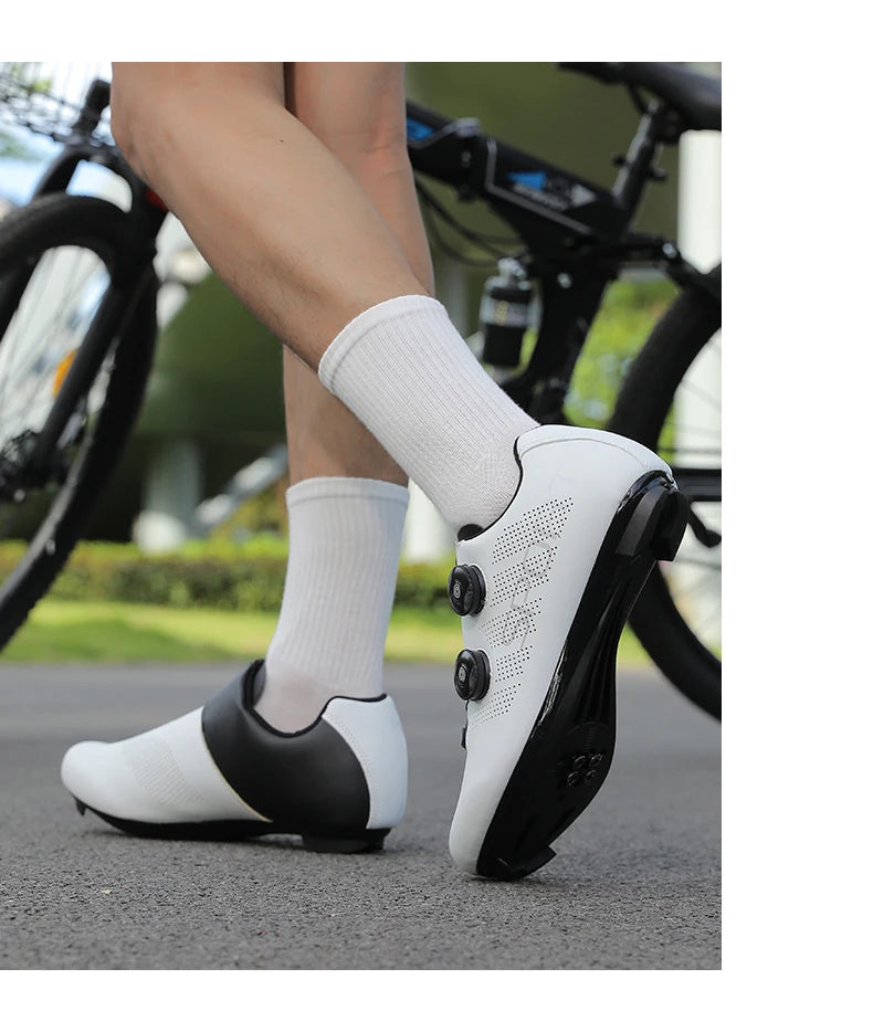 Zapatillas de ciclismo ultraligeras, transpirables y ligeras, con suelas rígidas compatibles con SPD para entrenamiento y competición en bicicleta de carretera y montaña