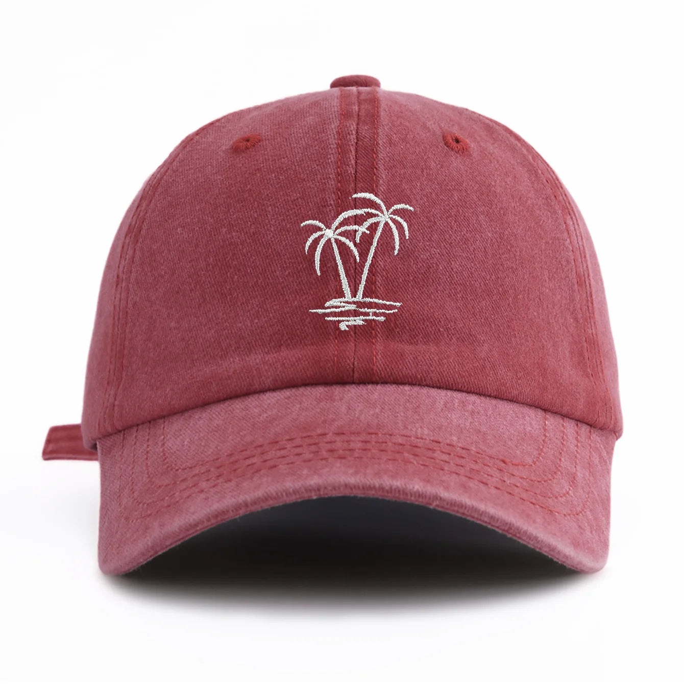 1pc Coconuttree Embroidery Washed Baseball Cap For Adults,Minimalist Retro Style Casual Soft Adjustable Dad Hat, Perfect As Gift