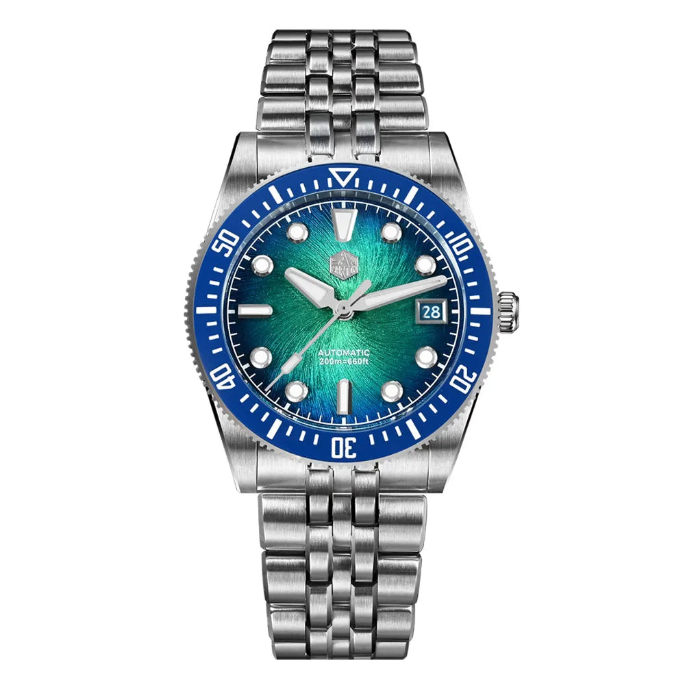 San Martin 37.5mm 40mm Enamel Spiral Vortex Dial Men Luxury Diver Watch Miyota 9015 Automatic Mechanical Waterproof 200m SN0148