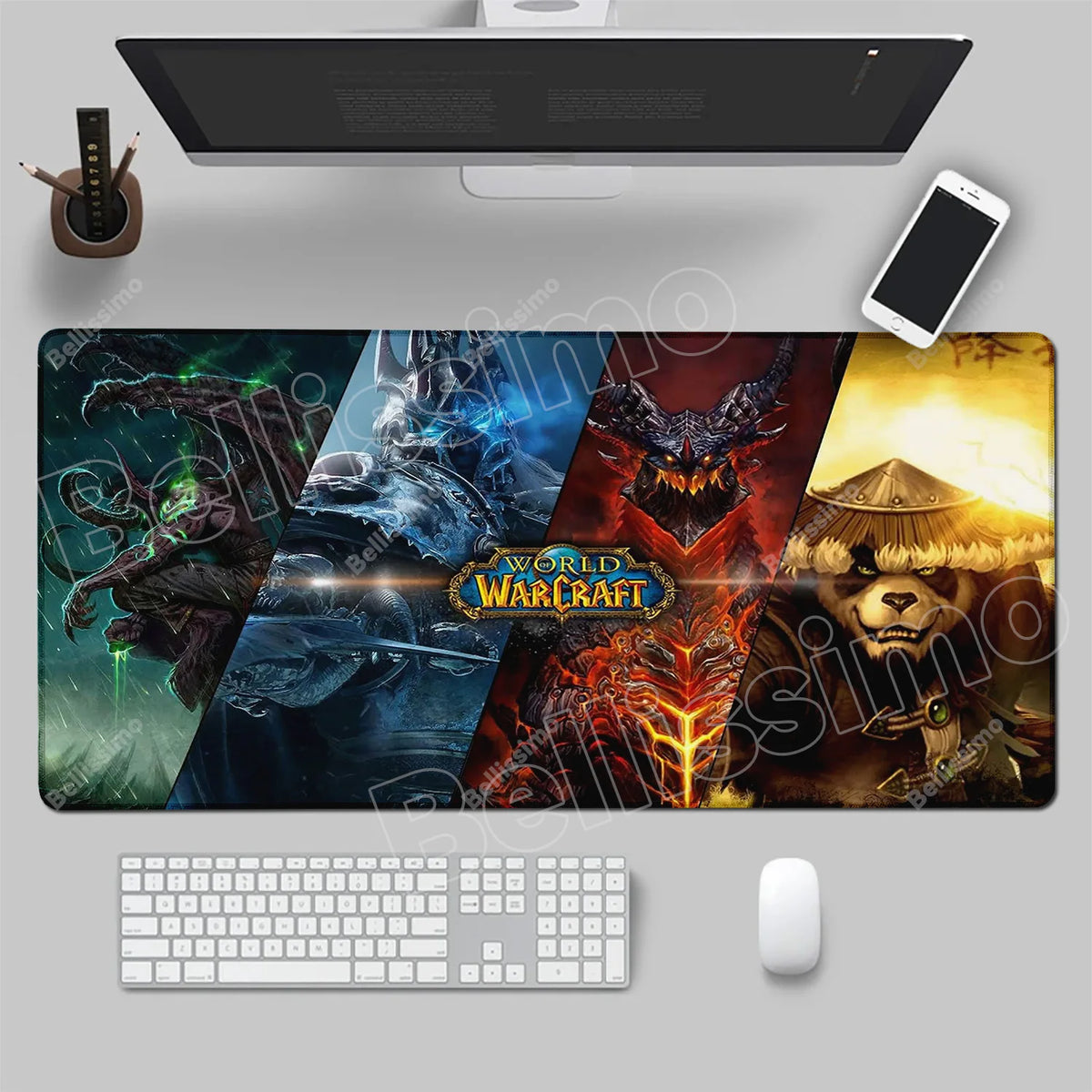 World Of Warcraft 90x40 stor gaming-musemåtte til spilbord, Csgo, naturgummimåtte, Grande Gamer, XXL computermusemåtte