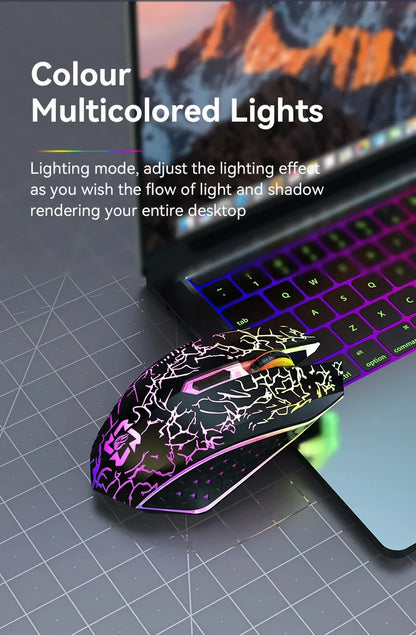 Mouse gaming RGB 2.4G wireless Bluetooth 1600DPI con 6 pulsanti silenziosi, mouse ergonomico dual-mode da ufficio per MacBook e PC