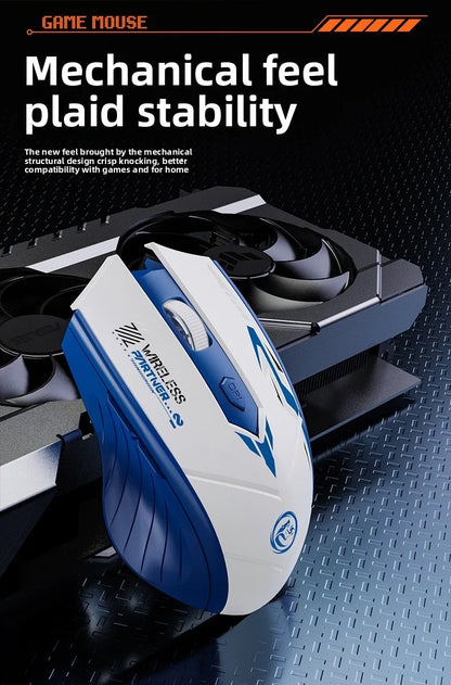 Ratón gaming inalámbrico 2.4G USB silencioso de doble modo Bluetooth recargable 1600DPI para ordenador, PC y portátil