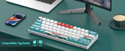 Tastiera gaming meccanica MageGee 60%, RGB, completamente hot-swappable, switch personalizzati, mini tastiera da ufficio a 61 tasti per laptop Win/Mac