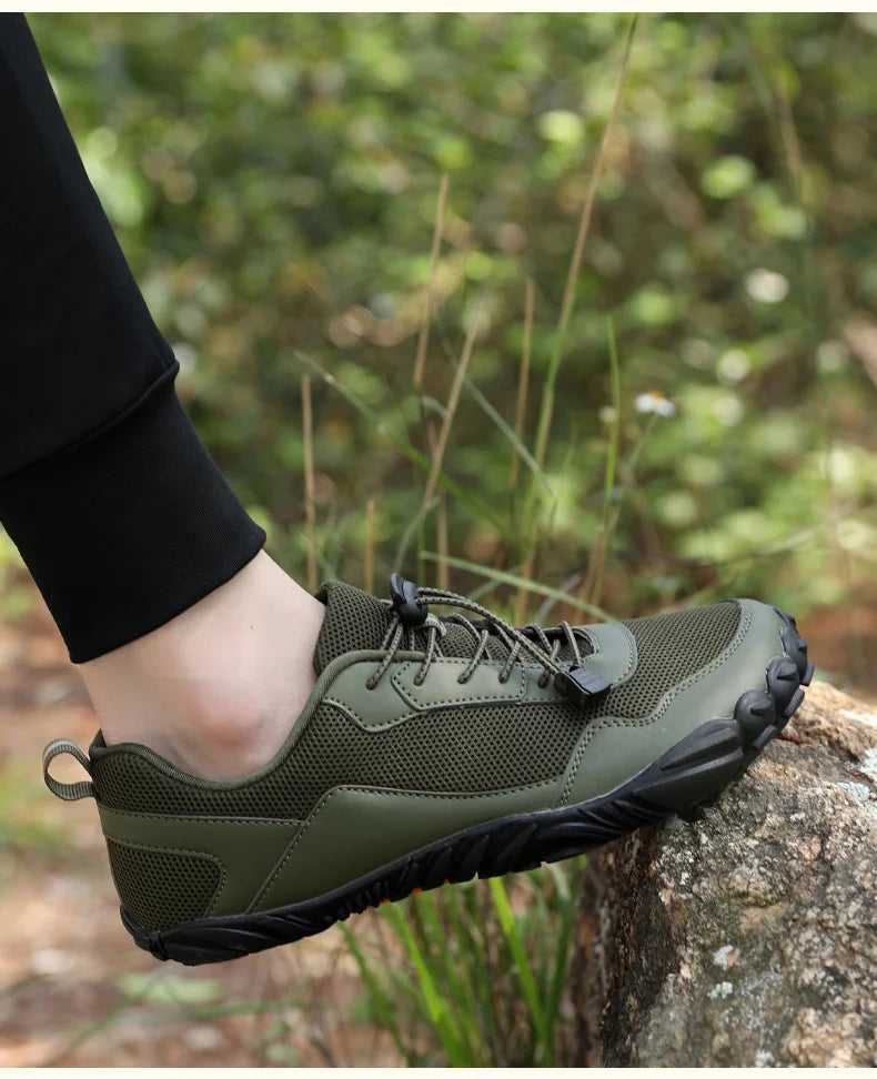 Zapatillas de senderismo para hombre, sin cordones, transpirables, para deportes al aire libre, escalada, trekking y running; antideslizantes, cómodas, calzado informal de jogging para hombre