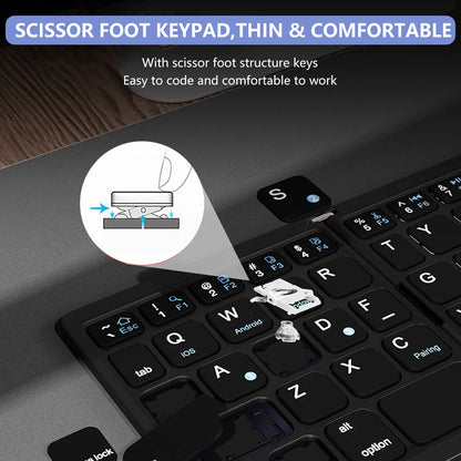 BOW Foladable Bluetooth Keyboard with Touchpad Pocket Folding Keyboard for Laptop Phone Tablet  Wireless Rechargeable Keyboard