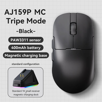 AJAZZ AJ159 APEX Wireless Gaming Mouse, Lightweight RGB Gaming Mouse with Magnetic Charging Dock, Bluetooth & 2.4GHz, Up to 30,000 DPI for PC & Laptop