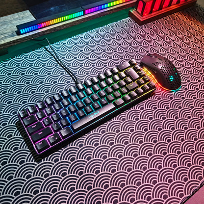 Conjunto gaming portátil HXSJ 60% RGB de teclado y ratón: teclado de membrana con cable de 68 teclas y ratón inalámbrico ligero de 3 modos para PC y Mac