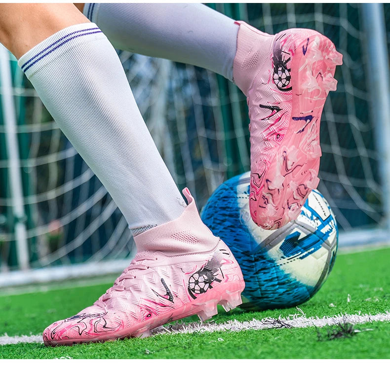 Chaussures de football pour hommes et femmes, crampons antidérapants pour terrain synthétique, baskets de futsal, chaussures de football à crampons pour terrain gazonné, support de cheville, pour l'extérieur