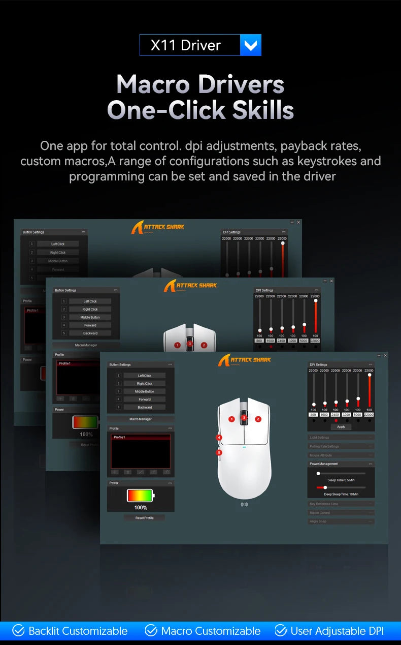 ATTACK SHARK X11 SE Wireless Gaming Mouse 22000 DPI, PixArt PAW3311 Sensor, Tri-Mode Bluetooth, 2.4G & Wired, Lightweight RGB Gaming Mouse