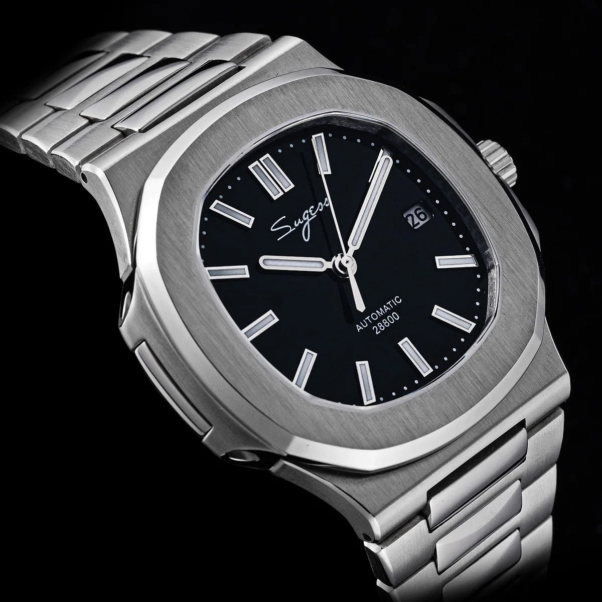 Orologio da uomo Sugess automatico meccanico, movimento Miyota 9015, quadrante MOP, luminoso, impermeabile 5bar, bracciale di lusso S466