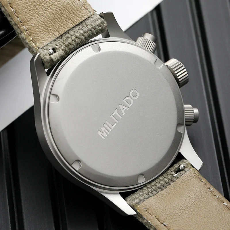Orologio cronografo al quarzo Militado VK61 VK67, 39mm, cassa in acciaio inox 316L, 3 quadranti, impermeabile 100M, orologio militare multifunzione