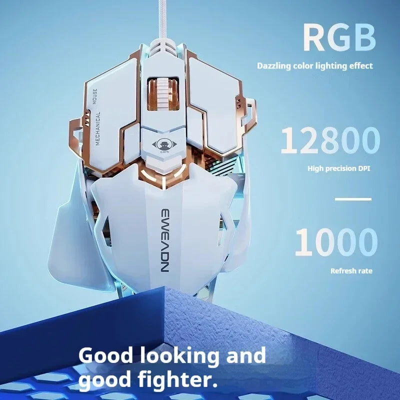G5 Mechanical E-sports Wired Mouse RGB 9 Button Macro Programming Gaming Mute Mouse 12800 DPI For Desktop Computer Laptop