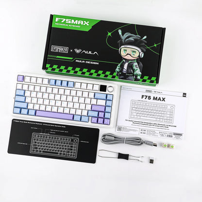 EPOMAKER X AULA F75 MAX Compact 75% Wired/BT5.0/2.4GHz Wireless Mechanical Gaming Keyboard with TFT Screen & Knob for PC/Mac