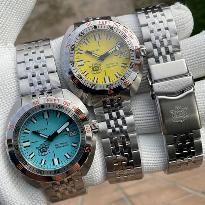 SD1967 Milled Clasp Bracelet Steel Bezel 43mm Steeldive Sapphire Glass 20ATM Water Resistant NH35 Automatic Man Dive Watch