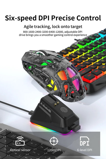Lenovo Tri-Mode -kevyt pelihiiri RGB-lataustelakalla, 12000DPI, 2.4G/Bluetooth/langallinen ergonominen hiiri PC:lle ja kannettavalle tietokoneelle