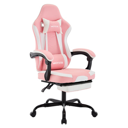 Silla gaming WOTSTA con reposapiés, silla para gamers ergonómica con cojín lumbar, reposacabezas y altura ajustable para ordenador