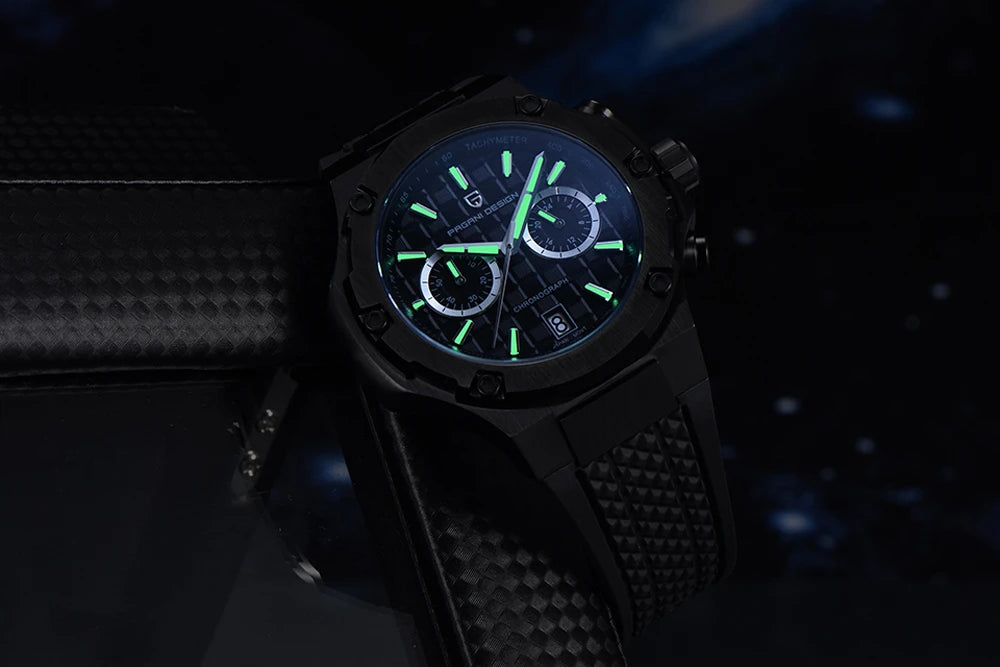 PAGANI DESIGN muški kvarcni satovi – luksuzni sportski kronograf, vodootporan, s luminescentnim kazaljkama i safirnim kristalom s antirefleksivnim premazom