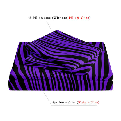 Juego de cama de 3 piezas, estampado de cebra rojo rosa y estampado de leopardo, set de funda nórdica con impresión digital, impresión digital, para uso familiar, hotel y dormitorio