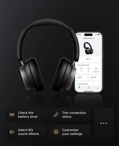 UGREEN Studio Pro Wireless ANC Headphones – 48dB Active Noise Cancelling, Hi-Res LDAC Over Ear Bluetooth Headphones, 120H Playtime Deep Bass Wireless Headset