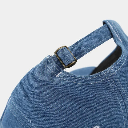 Solid color denim baseball cap for women Korean casual duckbill cap for men summer sun protection cap