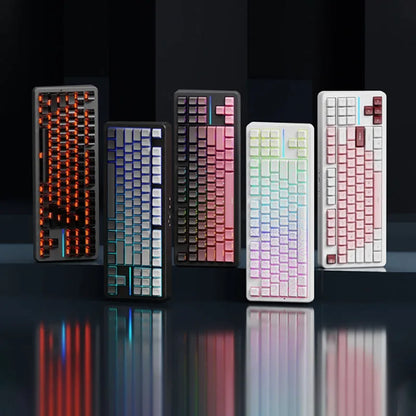 EWEADN X87 Pro Ergonomics Keyboard Mechanical Kids Side Engraving Wireless Bluetooth Triple Gaming 2.4G RGB 87 Layout Customized