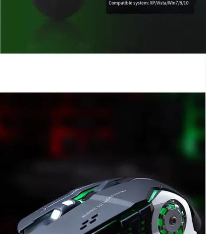 Mouse gaming Carpbaba GM6 per gamer, mouse ottico cablato regolabile con LED, cavo USB, mouse silenzioso per laptop e PC