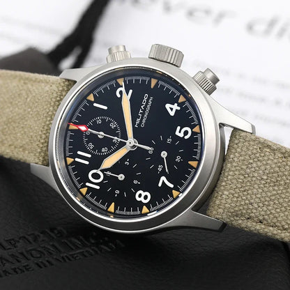 Orologio cronografo al quarzo Militado VK61 VK67, 39mm, cassa in acciaio inox 316L, 3 quadranti, impermeabile 100M, orologio militare multifunzione