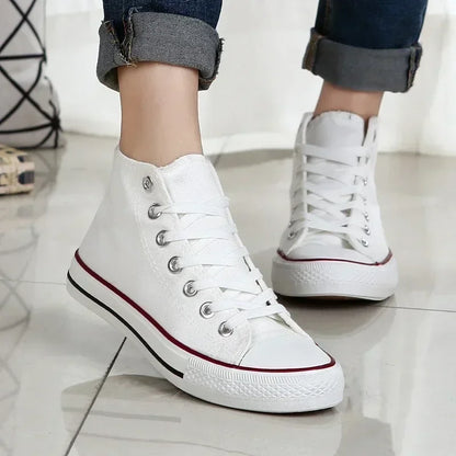 Baskets montantes classiques confortables, chaussures de sport plates, chaussures de marche confortables, mode respirante, toile de loisirs canisée, nouveau