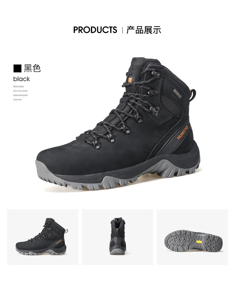 Zapatos de senderismo HUMTTO, botas de caza impermeables para hombre, botas tácticas de combate para desierto hasta el tobillo, botas de trekking para hombre y mujer, zapatillas cálidas de cuero