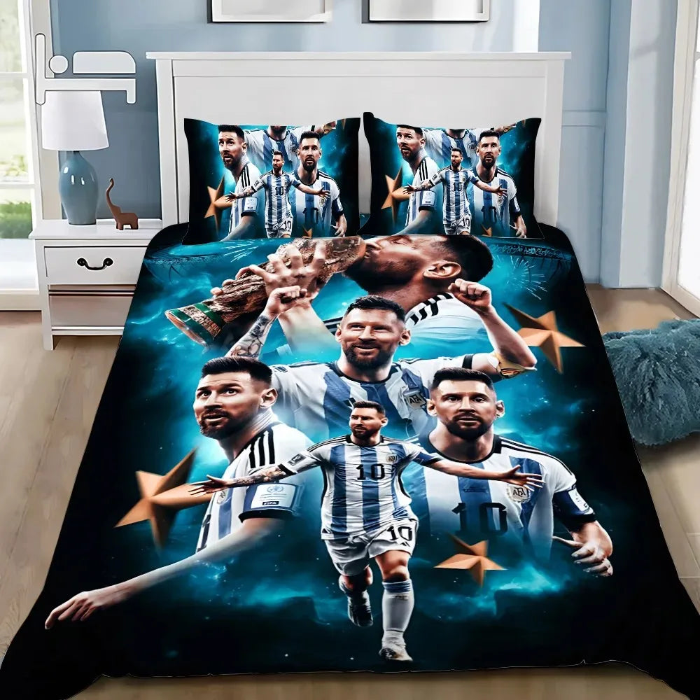 Set copripiumino con federa Football Star M-messis, biancheria da letto per adulti, ragazzi e ragazze, decorazione per camera da letto, bambini, letto singolo, matrimoniale, grande dimensione