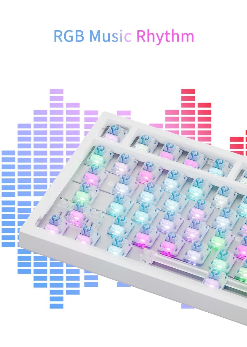AJAZZ AK820 Tastiera meccanica layout compatto 70%/illuminazione RGB/switch hot-swappable, con connessione cablata, wireless e Bluetooth