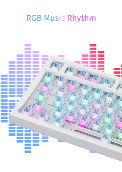 AJAZZ AK820 Tastiera meccanica layout compatto 70%/illuminazione RGB/switch hot-swappable, con connessione cablata, wireless e Bluetooth
