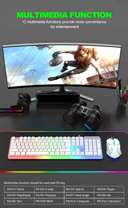 NG GTX350 Set tastiera e mouse gaming per computer e laptop con retroilluminazione, kit gamer LED cablato USB, GTX350 - Nero