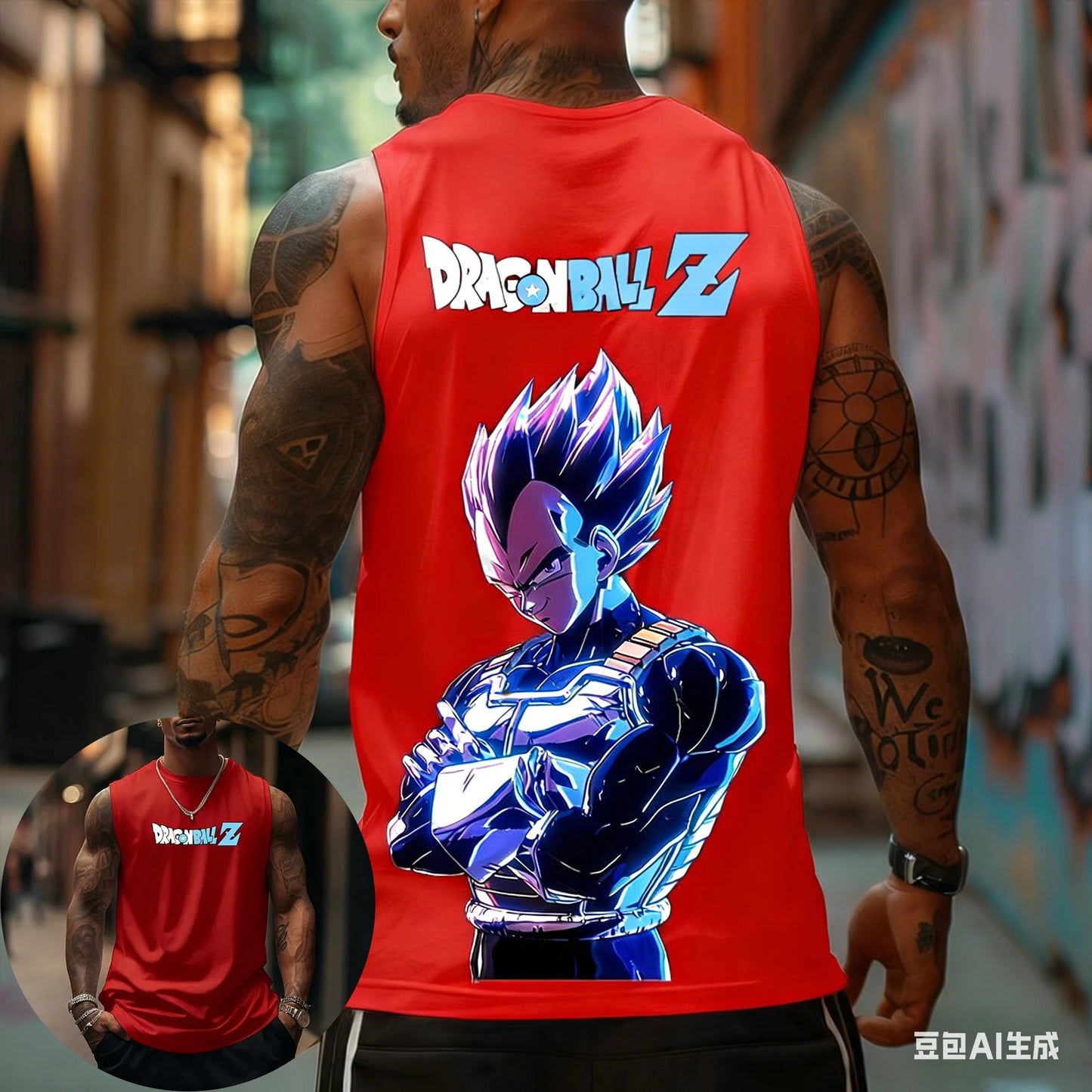Canotta fitness da uomo Dragon Ball Z Super Blue Vegeta in stile rétro americano Y2K Harajuku, nuova collezione primavera-estate, T-shirt per uso quotidiano