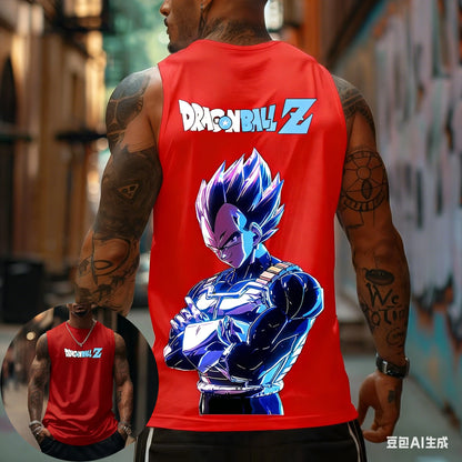 Canotta fitness da uomo Dragon Ball Z Super Blue Vegeta in stile rétro americano Y2K Harajuku, nuova collezione primavera-estate, T-shirt per uso quotidiano