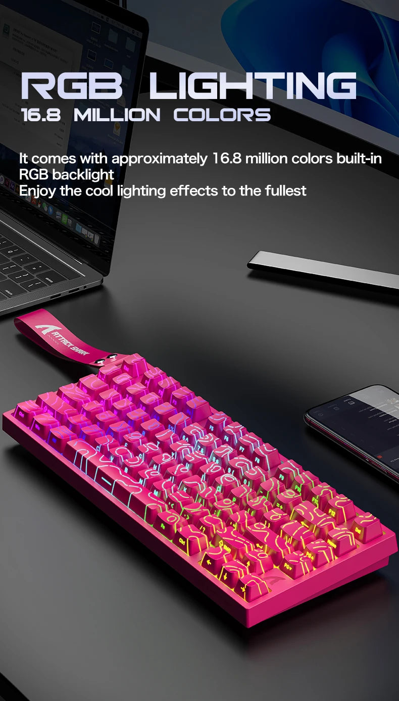 Teclado gaming magnético con cable ATTACK SHARK R82 HE 75% RGB 8000Hz Rapid Trigger, activación de 0.005mm