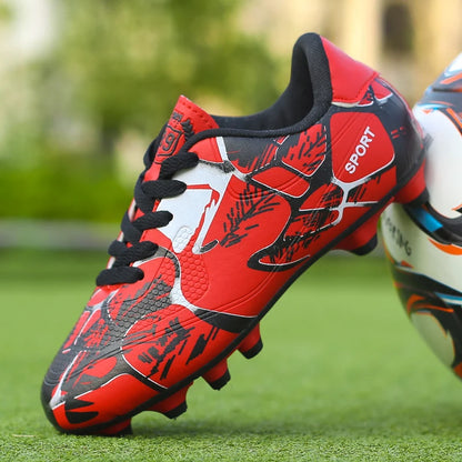 Chaussures de football pour jeunes enfants AG, crampons pour terrain ferme, lacets, antidérapantes, pour garçons et filles, chaussures de football pour adolescents, chaussures d'entraînement professionnelles.