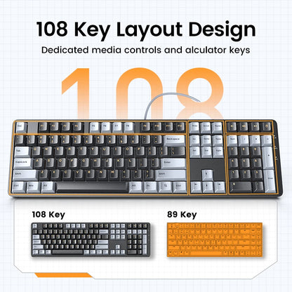 Teclado mecánico UGREEN 108 teclas PBT, teclado con cable, interruptores rojos, ruso/coreano/EN, para ordenador de sobremesa y portátil, Windows, Mac OS y gaming