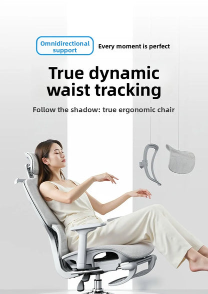 Sedia da ufficio ergonomica regolabile in mesh, sedia da scrivania per computer con schienale alto traspirante, supporto lombare 6D e poggiapiedi retrattile